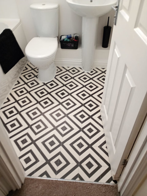 Bathroom lino laid