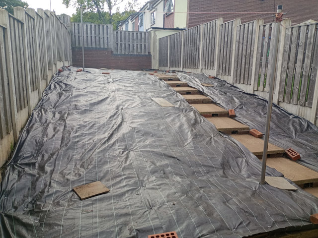 Garden cleared and membrane laid